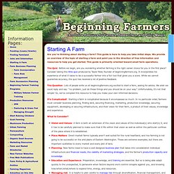 Starting A New Farm: Planning Guides & Resources for Success