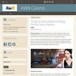 Online Casino Games in Malaysia- AW8 Casino
