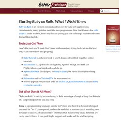 Starting Ruby on Rails: What I Wish I Knew