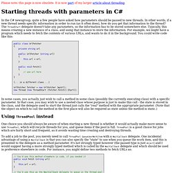 Starting threads with parameters in C#