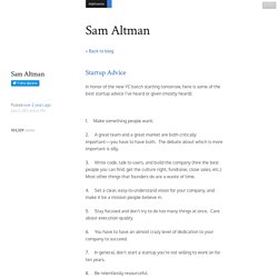 Sam Altman, Startup Advice