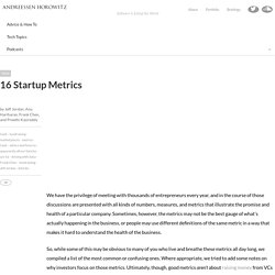 16 Startup Metrics – Andreessen Horowitz