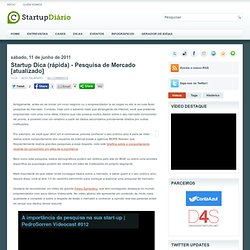 Startup Dica (rápida) - Pesquisa de Mercado [atualizado] ~ Startup Diário