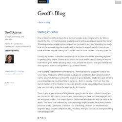 Startup Priorities - Geoff's Blog
