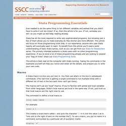 Stata Programming Essentials