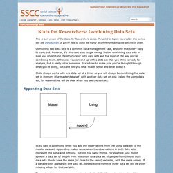 Stata for Researchers: Combining Data Sets
