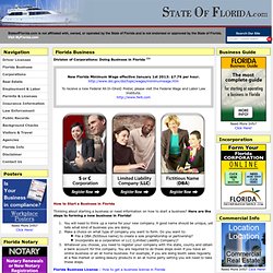 State of Florida.com - Doing Business in the State of Florida
