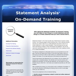 Statement Analysis® On-Demand Training
