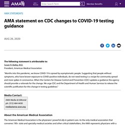 AMA statement on CDC changes to COVID-19 testing guidance