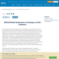 IDSA/HIVMA Statement on Changes to CDC Guidance