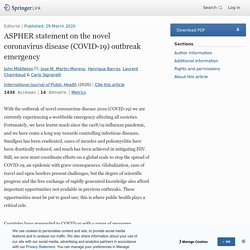 ASPHER statement on the novel coronavirus disease (COVID-19) outbreak emergency