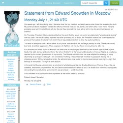 Statement from Edward Snowden in Moscow