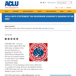 ACLU-NH’s Statement on Governor Sununu’s Signing of HB 1264