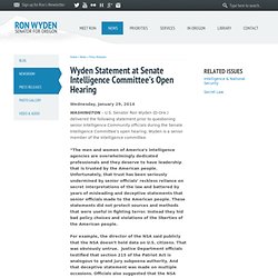 Wyden Statement at Senate Intelligence Committee’s Open Hearing