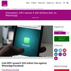 Statement: DPC issues € 225 million fine on WhatsApp