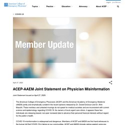// ACEP-AAEM Joint Statement on Physician Misinformation