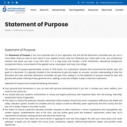 » Statement of Purpose