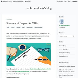 Statement of Purpose for MBA - seekconsultants’s blog