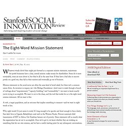 The Eight-Word Mission Statement