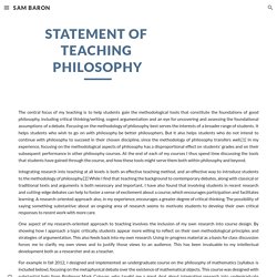 Sam Baron - Statement of Teaching Philosophy