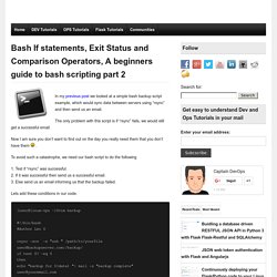 Bash If statements, Exit Status and Comparison Operators, A beginners guide to bash scripting part 2 -