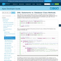 DML Statements vs. Database Class Methods