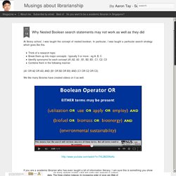 Musings about librarianship : Why Nested Boolean search statements may not work as well as they did