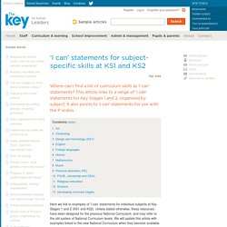 ‘I can’ statements for subject-specific skills at KS1 and KS2 — The Key