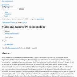 Static and Genetic Phenomenology