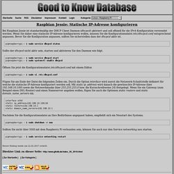 Raspbian Jessie: Statische IP-Adresse konfigurieren - Good to Know Database
