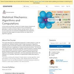 Statistical Mechanics: Algorithms & computations