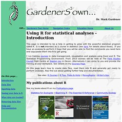 Using R for statistical analyses - Introduction