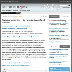 Statistical regularities in the rank-citation profile of scientists : Scientific Reports