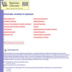 Statistics Glossary - paired data, correlation & regression