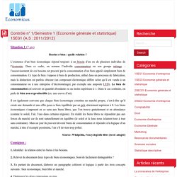 Contrôle n° 1/Semestre 1 (Economie générale et statistique) 1SEG1 (A.S : 2011/2012) – ECONOMICUS