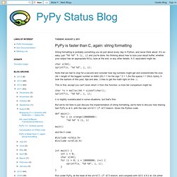 PyPy is faster than C, again: string formatting
