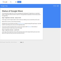 Status of Google Wave - Google Help