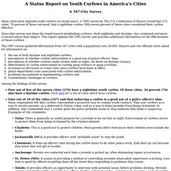 A Status Report on Youth Curfews in America's Cities: A 347-City Survey