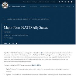 Major Non-NATO Ally Status - United States Department of State