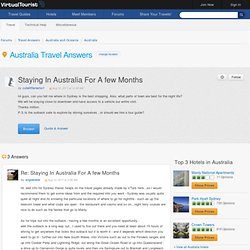 Staying In Australia For A few Months - Australia Travel Forum