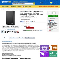 Seagate Backup Plus 4TB Portable Hard drive - External, USB 3.0, PC/Mac Compatible- STDR4000100 - Free 200GB OneDrive Cloud Storage at TigerDirect.com