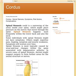Cordus: Cordus - Spinal Stenosis, Symptoms, Risk factors, Complications