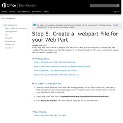 Step 5: Create a .webpart File for your Web Part