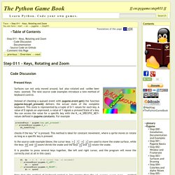 Step 011 - Keys, Rotating and Zoom [The Python Game Book]