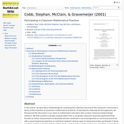 Cobb, Stephan, McClain, & Gravemeijer (2001) - MathEd.net Wiki