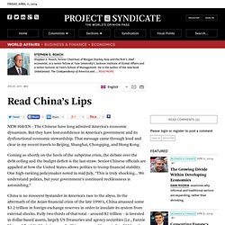 Read China’s Lips - Stephen S. Roach