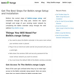Get The Best Steps For Belkin.range Setup and Installation