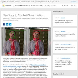 New Steps to Combat Disinformation