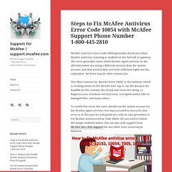 Steps to Fix McAfee Antivirus Error Code 10054 with McAfee Support