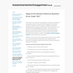 Steps to Fix Norton Antivirus Numeric Error Code “451” - instantnortontechsupportservice
